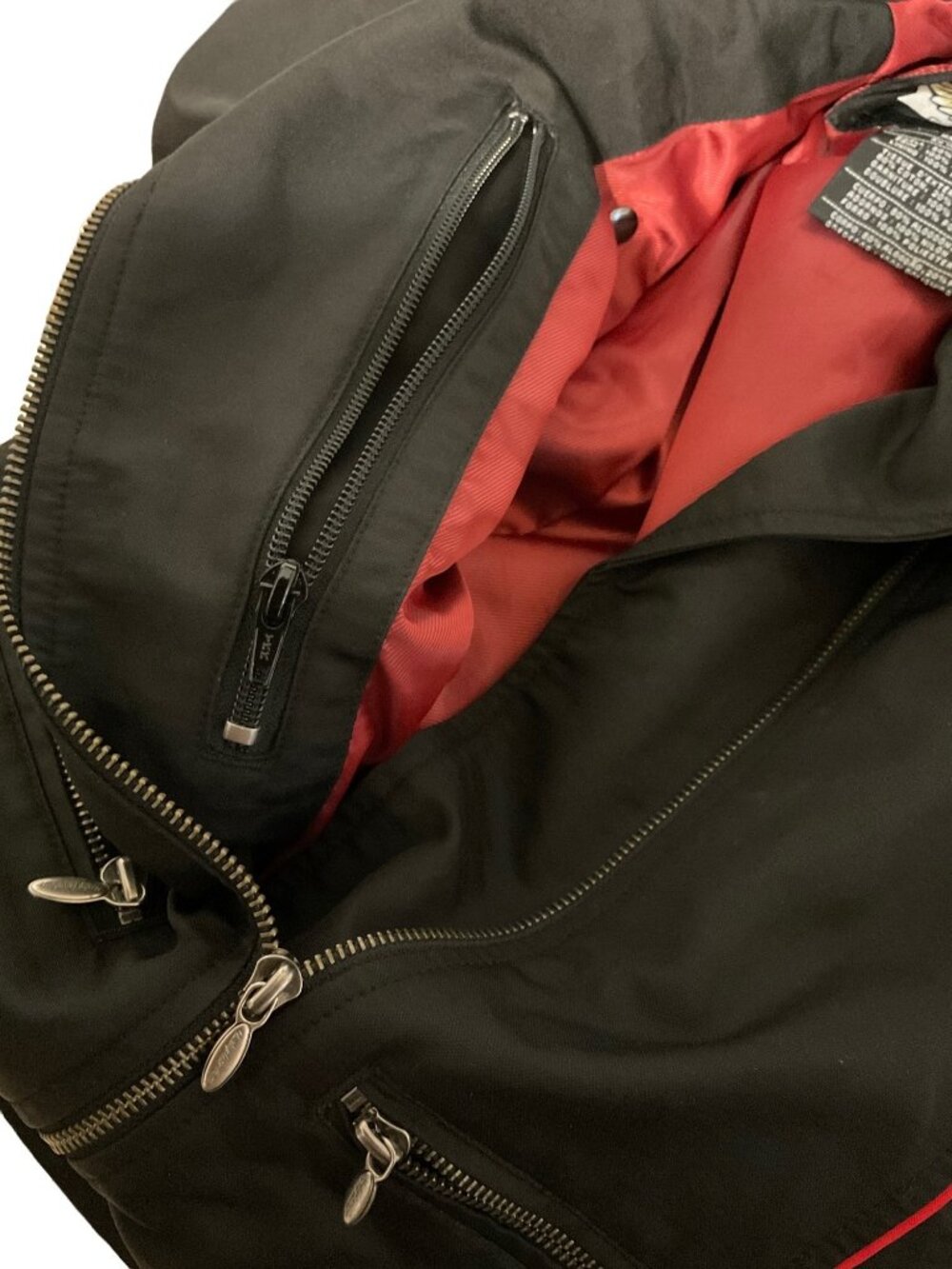 Harley Davidson Vintage 2005 Cotton Motorcycle Jacket Black Red Size S - Picture 5 of 8